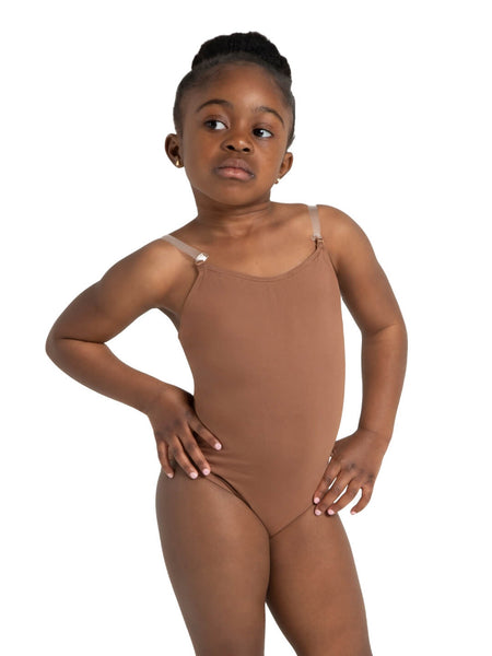 CHILDREN'S CAMISOLE LEOTARD WITH CLEAR TRANSITION STRAPS