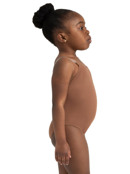 CHILDREN'S CAMISOLE LEOTARD WITH CLEAR TRANSITION STRAPS