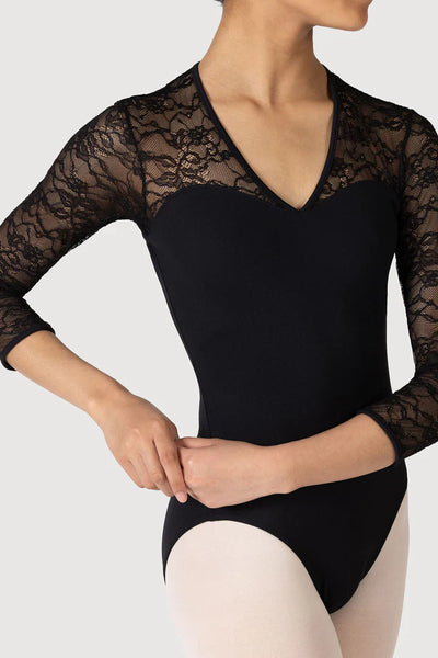 BLOCH KATE 3/4 WOMENS SLEEVE LACE LEOTARD