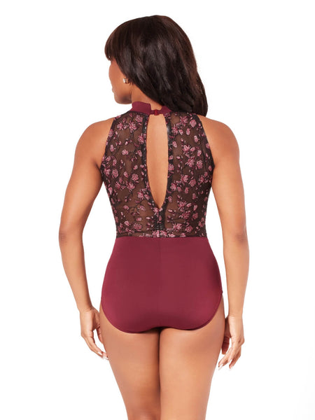ORNATE ROMANCE EMBELLISH HIGH NECK LEOTARD