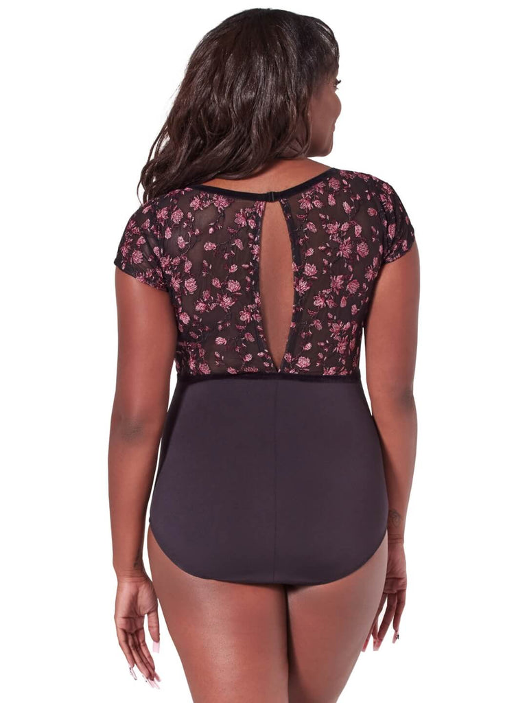 ORNATE ROMANCE FASCINATION SHORT SLEEVE MESH LEOTARD