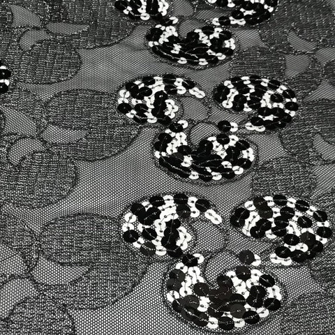 PATTERNED MESH WITH BLACK & WHITE SEQUINS